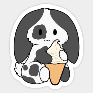 Spotted Black Bunny Ice Cream Sticker